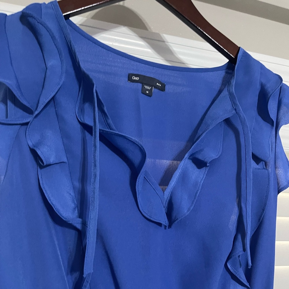 GAP SLEEVELESS Blue DRESS With RUFFLE size medium